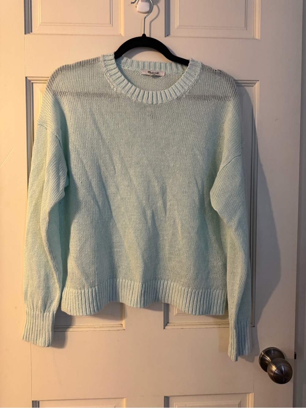 NWT Madewell Open-Knit Crewneck Sweater Seafoam Green M